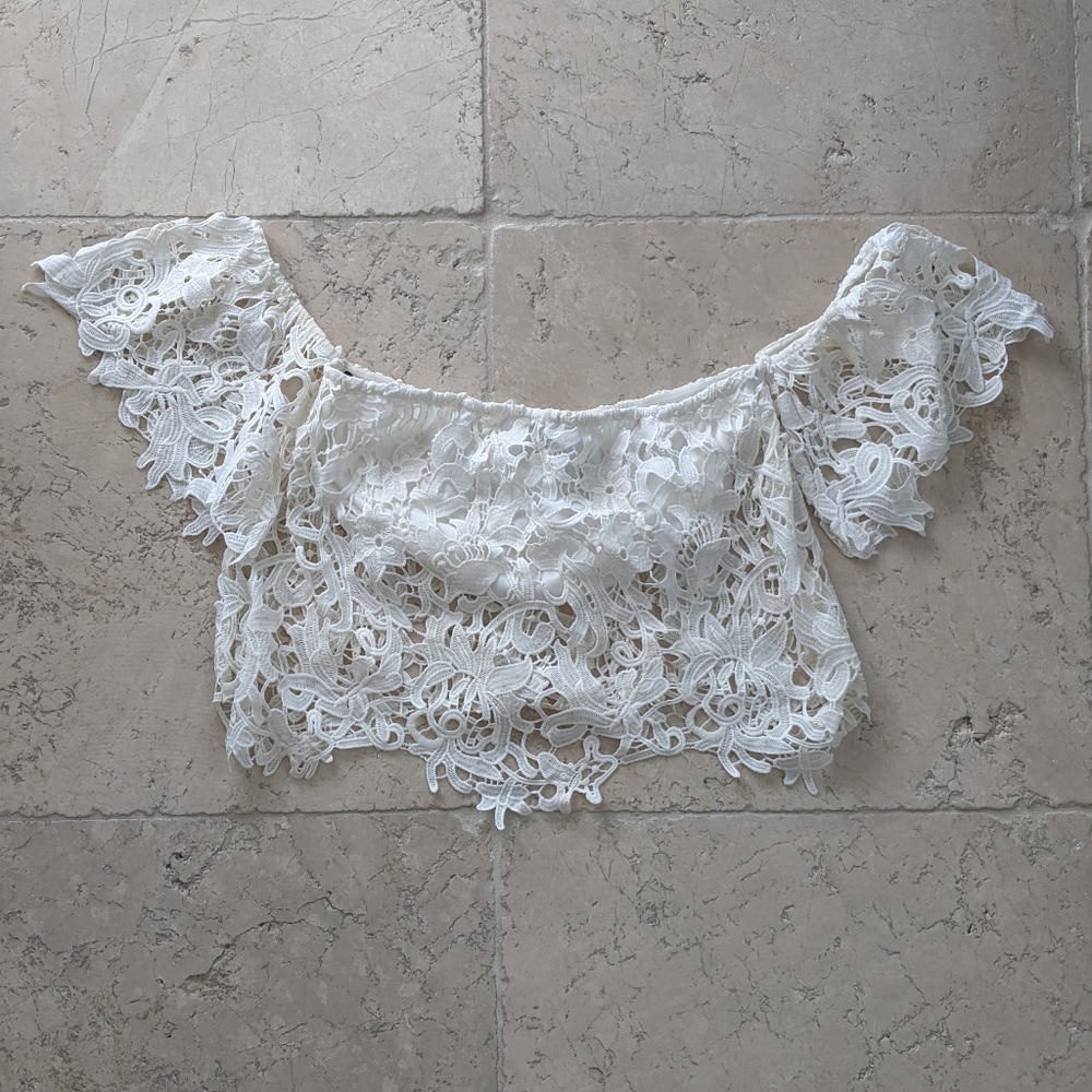 Cream Lace Crop Top
